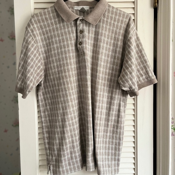 Geoffrey Beene Other - Geoffrey Beene MENS Tan and Creme Polo Shirt Sz L